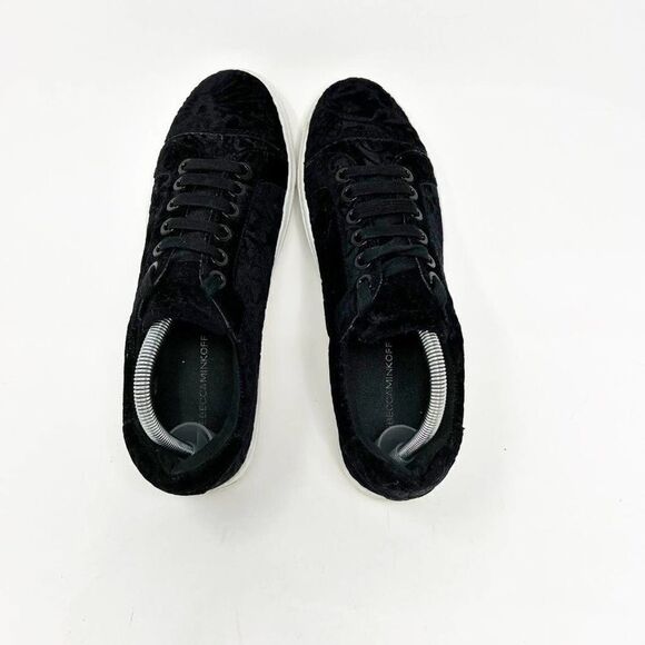 Rebecca Minkoff Womens Black Lace Up Bleecer Too Velvet Sneaker Shoes Size 10 M - Picture 4 of 8